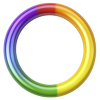 Vibrant, multicolored ring with smooth gradient transitions from purple to red, orange, yellow, and green, forming complete circle. design is simple yet visually striking png