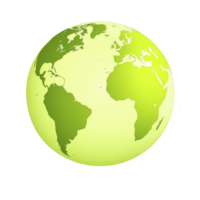 Green and yellow globe illustration depicting continents on transparency background, symbolizing environmental awareness and global unity. vibrant colors evoke sense of hope and sustainability png