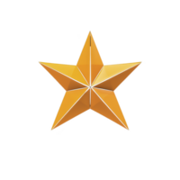 Shiny, geometric golden star with 3D appearance stands out against plain background, symbolizing achievement and excellence. star facets create sense of depth and dimension png