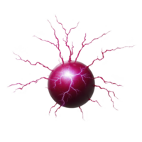 Glowing pink plasma ball emits vibrant electric arcs, creating dynamic and energetic visual effect. electric tendrils radiate outward, showcasing captivating display of light and energy png