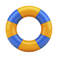 Vibrant blue and orange lifebuoy ring, symbolizing safety and rescue, is depicted against plain background. alternating colors create striking visual contrast png