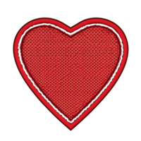 Red heart shaped patch with textured surface and bold outline, symbolizing love and affection. design is simple yet striking, perfect for crafts or decoration png