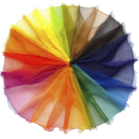 Vibrant circular arrangement of colorful fabric pieces creates rainbow effect, showcasing spectrum of hues from red to violet. texture and translucency add depth and interest png