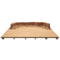 Detailed 3D model of desert landscape features flat sandy terrain with rugged canyon wall in background, showcasing realistic textures and depth png