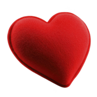 Plush red heart with soft texture, symbolizing love and affection, isolated on transparency background. Perfect for Valentine Day, romantic gifts, or decorative purposes png