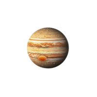 Detailed illustration of Jupiter showcases its swirling clouds and iconic Great Red Spot, highlighting planet massive size and gaseous composition png