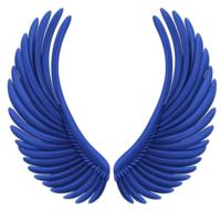 Blue angel wings with sleek, symmetrical design, evoking sense of freedom and grace. vibrant color and smooth texture add modern, artistic touch to classic wing shape png