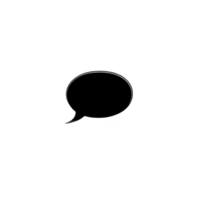 Black speech bubble with white outline on transparent background, often used in comics or graphic design to convey dialogue or thoughts png