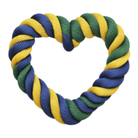 coração em forma corda Projeto apresentando entrelaçados azul, amarelo, e verde fios, simbolizando unidade e criatividade. vibrante cores e torcido padronizar crio brincalhão e artístico Veja png
