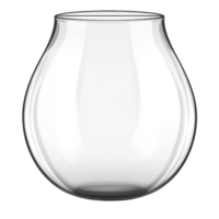 Clear, elegant glass vase with rounded shape, perfect for minimalist home decor or floral arrangements. Its simplicity and transparency add touch of sophistication to any setting png