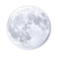 Bright, full moon with detailed craters and glowing appearance against transparency background, evoking sense of wonder and tranquility png