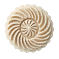 Beautifully crafted round soap with intricate spiral patterns and speckled texture, showcasing natural and artisanal design. soap elegant appearance suggests luxurious and calming experience png