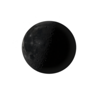 Detailed image of moon surface shows craters and shadows, highlighting its texture and features against transparency background. moon appears partially illuminated, creating dramatic contrast png