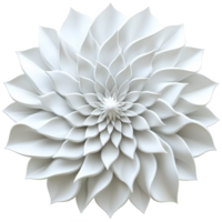Stunning white dahlia flower with intricate layers of petals creates captivating and elegant design, showcasing nature beauty in symmetrical pattern png