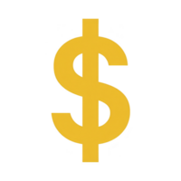 Large yellow dollar sign symbol on transparency background, representing finance, wealth, and currency. bold design emphasizes economic concepts and monetary themes png