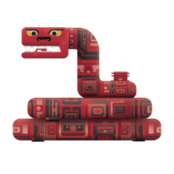 Questo Caratteristiche stilizzato, astratto rosso serpente con geometrico modelli e feroce espressione. design è ricorda di tradizionale indigeno arte, con grassetto colori e intricato dettagli.rosso astratto png