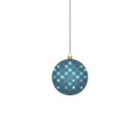 Glowing blue ornament with geometric pattern hangs against transparency background, creating festive and modern holiday decoration. intricate design adds touch of elegance and charm png