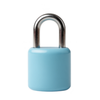 Blue padlock with shiny metal shackle, isolated on transparency background, symbolizes security and protection. simple design and vibrant color make it visually appealing png