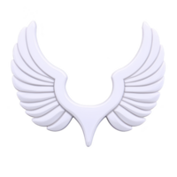 White winged emblem with symmetrical design, featuring smooth curves and glossy finish, evokes sense of freedom and elegance. emblem minimalist style adds modern touch png