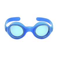 Pair of blue swimming goggles with clear lenses, designed for water sports and swimming activities. goggles feature adjustable straps for secure fit and sleek, modern design png