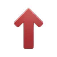 Red 3D arrow pointing upwards symbolizes direction and progress, often used in digital interfaces or presentations to indicate movement or increase png