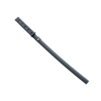 Sleek black katana sword with detailed handle and scabbard, showcasing traditional Japanese craftsmanship. elegant design highlights sword cultural significance and artistry png