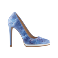 High heeled shoe with galaxy print design, featuring stiletto heel and sleek silhouette, perfect for adding cosmic touch to any outfit png