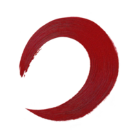 Red crescent brushstroke forms bold, artistic design on transparent background, evoking sense of movement and creativity. textured stroke adds depth and character png