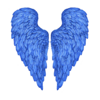 Blue angel wings with detailed feathers create striking and ethereal appearance, symbolizing freedom and spirituality. vibrant color adds modern twist to classic imagery png