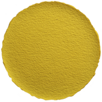 Textured yellow circle with rough surface, resembling piece of paper or fabric, stands out against plain background, evoking sense of simplicity and creativity png