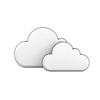 dos blanco nube íconos en transparente fondo, simbolizando nube informática o clima. sencillo diseño transporta moderno y limpiar estético png