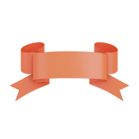 Elegant orange ribbon banner with curled ends, perfect for adding decorative touch to designs or highlighting text. smooth curves and vibrant color create cheerful and inviting appearance png