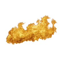 Dynamic image of blazing fire with bright orange and yellow flames against transparent background, conveying energy and intensity png
