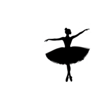 Graceful silhouette of ballerina in tutu, poised elegantly on one foot with arms extended, captures essence of ballet beauty and discipline png