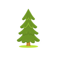 Simple illustration of green pine tree with layered branches and brown trunk, set against plain background. tree is stylized and cartoon like, evoking cheerful and natural vibe png