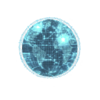 Digital globe with glowing network of interconnected lines and nodes represents global connectivity and technology. blue hues and grid pattern highlight futuristic and innovative theme png