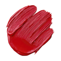 Vibrant red paint smear with textured brush strokes on transparent background, showcasing bold and artistic expression png