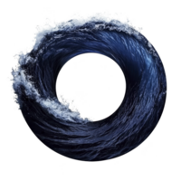 Dynamic circular wave with splashing water creates sense of motion and energy. deep blue tones and white foam highlight ocean power and beauty png