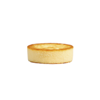 Perfectly baked, golden brown sponge cake sits plain background, showcasing its fluffy texture and even surface. cake simplicity highlights its potential for decoration or serving as dessert base png