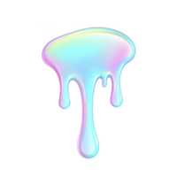 Vibrant, iridescent liquid droplet with glossy, dripping effect against transparent background, showcasing blend of pastel colors png