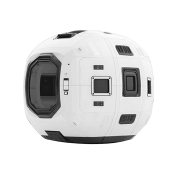 futuristische wit ruimte module met strak ontwerp en meerdere luiken, presentatie van Geavanceerd technologie en innovatie. module glad oppervlakte en meetkundig vormen stel voor hoog tech milieu png