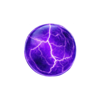 Glowing purple energy sphere with electric lightning cracks creates mystical and powerful visual effect. vibrant colors and dynamic design evoke sense of magic and energy png