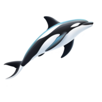 Realistic illustration of dolphin leaping gracefully out of water, showcasing its sleek body and smooth skin. dolphin dynamic pose captures sense of freedom and playfulness png
