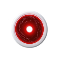 Glowing red circular design with bright center and electric like patterns creates futuristic and intense visual effect. image evokes sense of energy and technology png