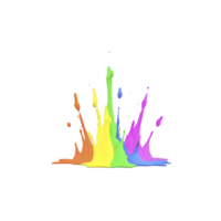 Vibrant splash of colorful paint in mid air, featuring shades of orange, yellow, green, blue, and purple, creating dynamic and energetic visual effect png