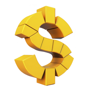 3d d'oro dollaro cartello composto di incastro geometrico blocchi, simboleggiante ricchezza e finanziario crescita. brillante, metallico struttura Aggiunge moderno e dinamico sentire per Immagine png