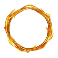 Glowing, fiery ring with dynamic flames creates captivating and intense visual effect. circular shape and vibrant colors suggest energy and movement png