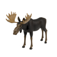 Realistic 3D rendering of moose with large antlers, standing on plain background. moose is depicted in natural pose, showcasing its distinctive features and textured fur png