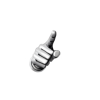 3D metallic hand with pointing finger gesture, symbolizing direction or emphasis. shiny silver finish gives it modern and sleek appearance, often used in digital interfaces or icons png