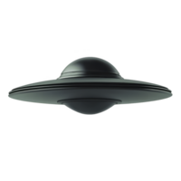 Sleek, metallic UFO with classic saucer shape hovers against transparency background, evoking mystery and intrigue. smooth, reflective surface suggests advanced technology png